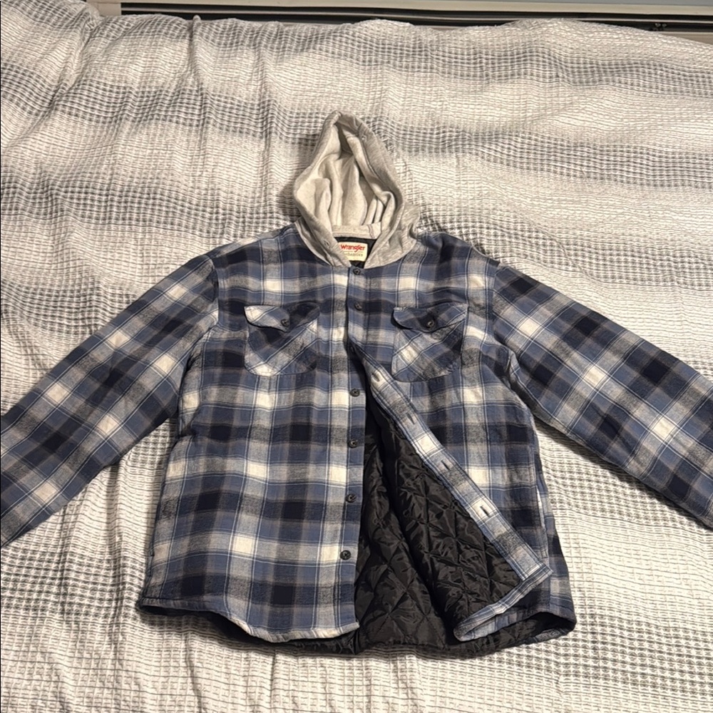 Wrangler Blue Lightweight Plaid Shirt Jacket